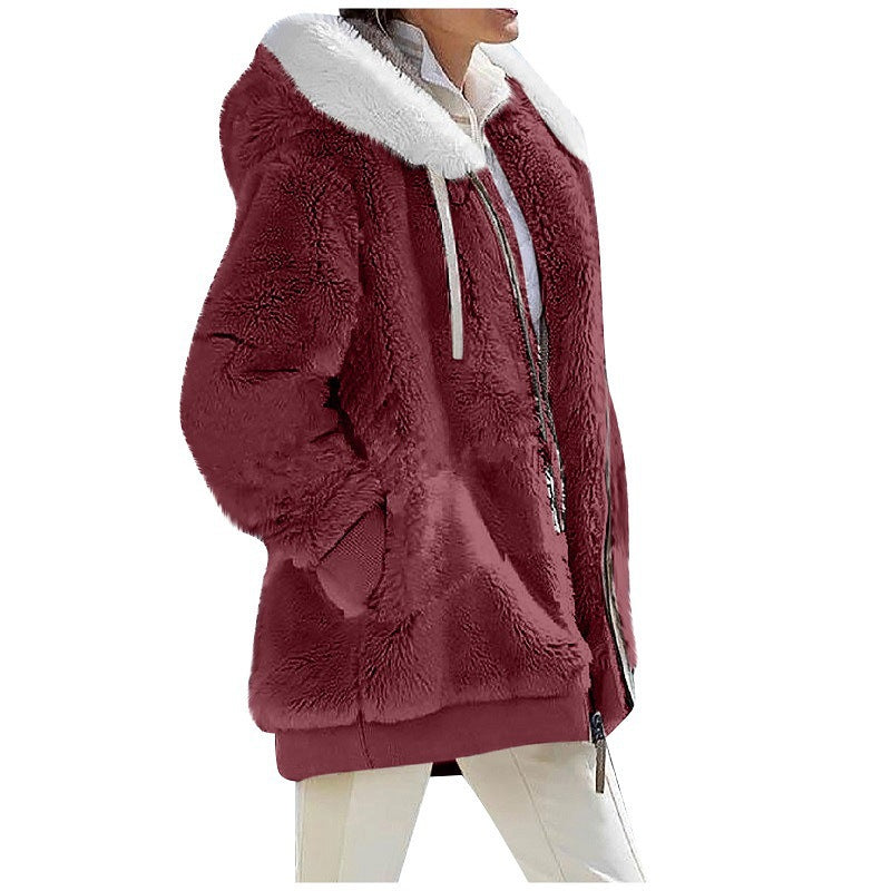 Plüsch Winterjacke mit Kapuze